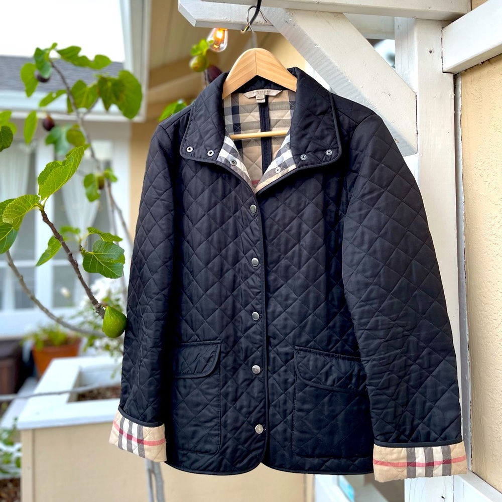 Black Burberry Brit Quilt Jacket